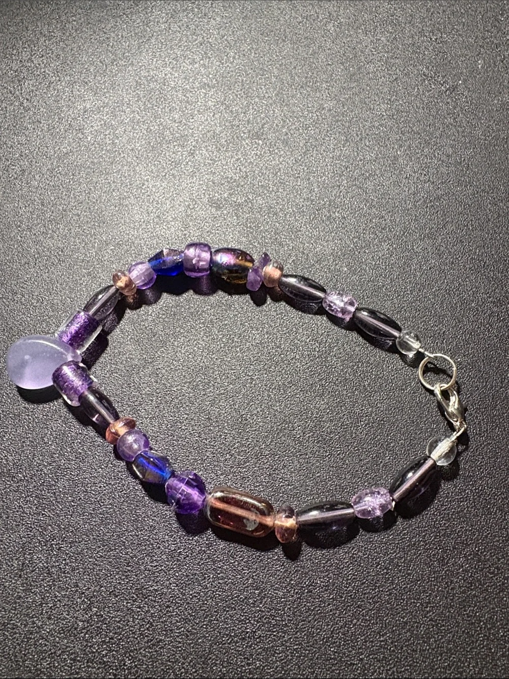 Purple Beaded Teardrop Pendant Bracelet - Women Jewelry